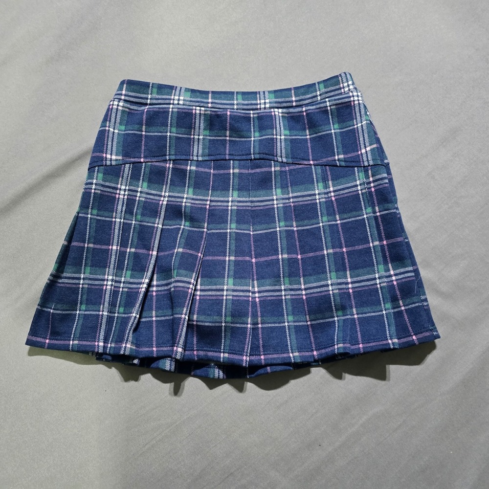 SO Knit Pleated Plaid Skort Kids Size 8 Navy Green Pink DG32G004RR